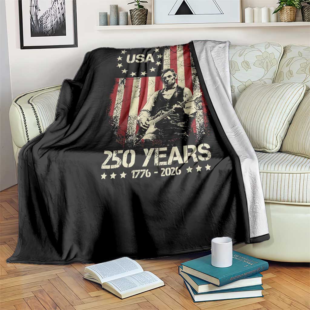 America's 250th Abraham Lincoln Playing Guitar Throw Blanket