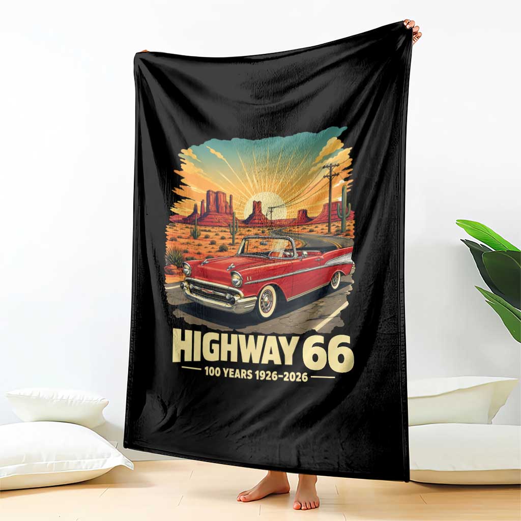 Vintage Highway 66 100th Anniversary Souvenir Throw Blanket
