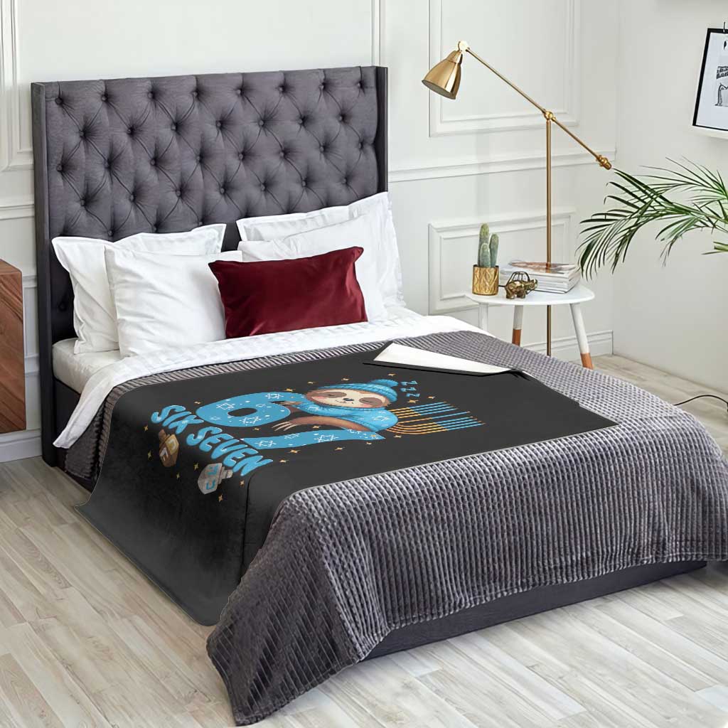 67 Six Seven Meme Throw Blanket Funny Hanukkah Sloth - Wonder Print Shop