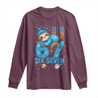 67 Six Seven Meme Long Sleeve Shirt Funny Hanukkah Sloth - Wonder Print Shop