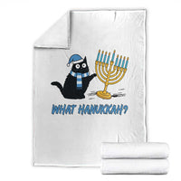 Funny Black Cat Hanukkah Chanukah Throw Blanket - Wonder Print Shop
