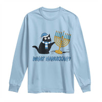 Funny Black Cat Hanukkah Chanukah Long Sleeve Shirt - Wonder Print Shop