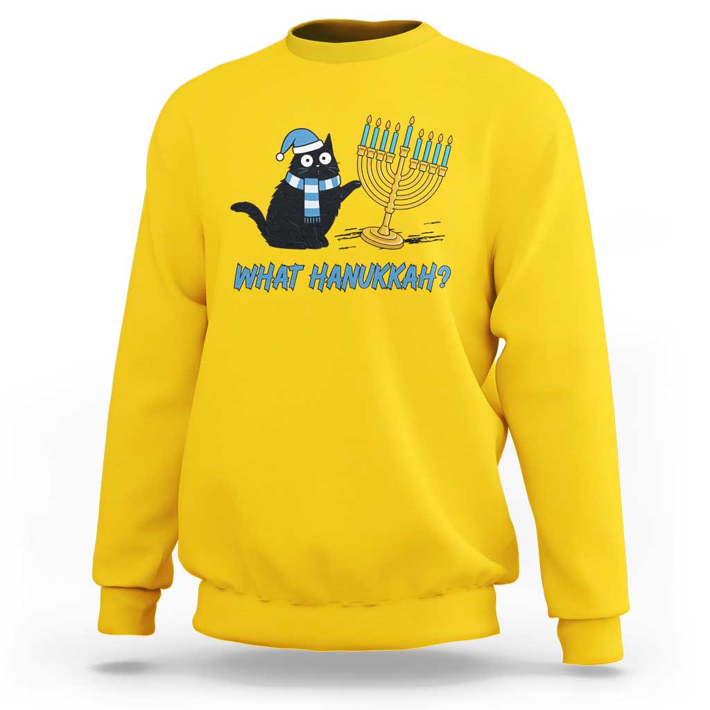 Funny Black Cat Hanukkah Chanukah Sweatshirt - Wonder Print Shop