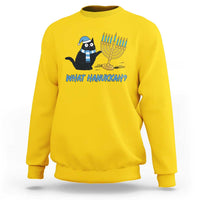 Funny Black Cat Hanukkah Chanukah Sweatshirt - Wonder Print Shop