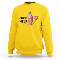 Marcus The Worm Valentine Meme Sweatshirt Cupid Help - Wonder Print Shop