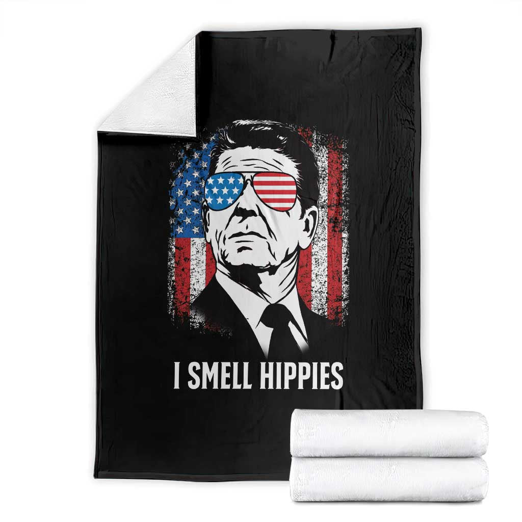 Ronald Reagan 4th of July America Flag Throw Blanket I Smell Hippies