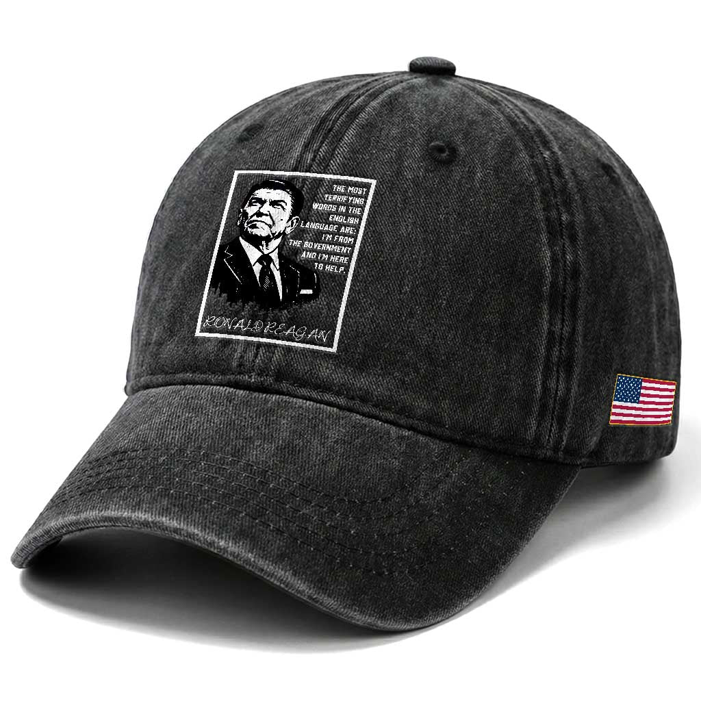 Ronald Reagan Quote Washed Cotton Baseball Cap American Flag US President