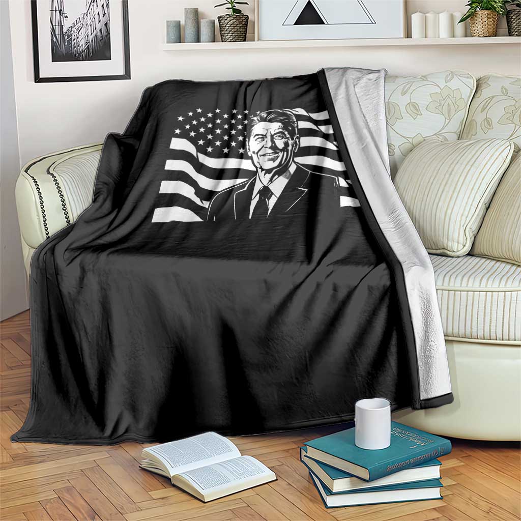 Ronald Reagan America Flag US President Throw Blanket