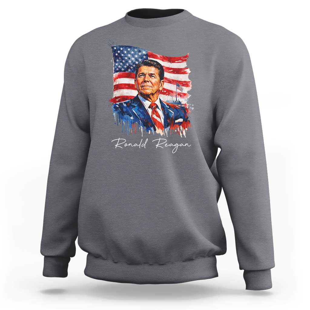 Ronald Regan Patriotic American Flag President Sweatshirt