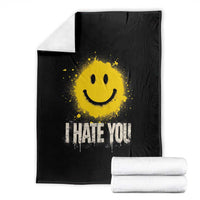 I Hate You Smile Face Throw Blanket Funny Sarcastic Meme