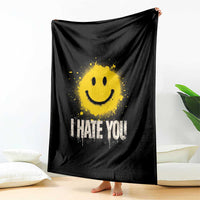 I Hate You Smile Face Throw Blanket Funny Sarcastic Meme