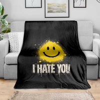 I Hate You Smile Face Throw Blanket Funny Sarcastic Meme