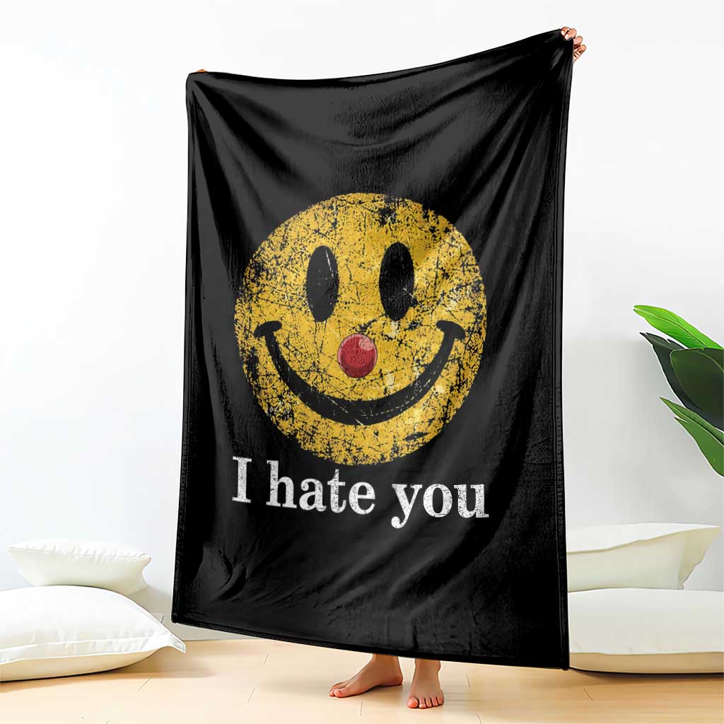 I Hate You Smile Face Meme Throw Blanket Funny Sarcastic Joke Meme