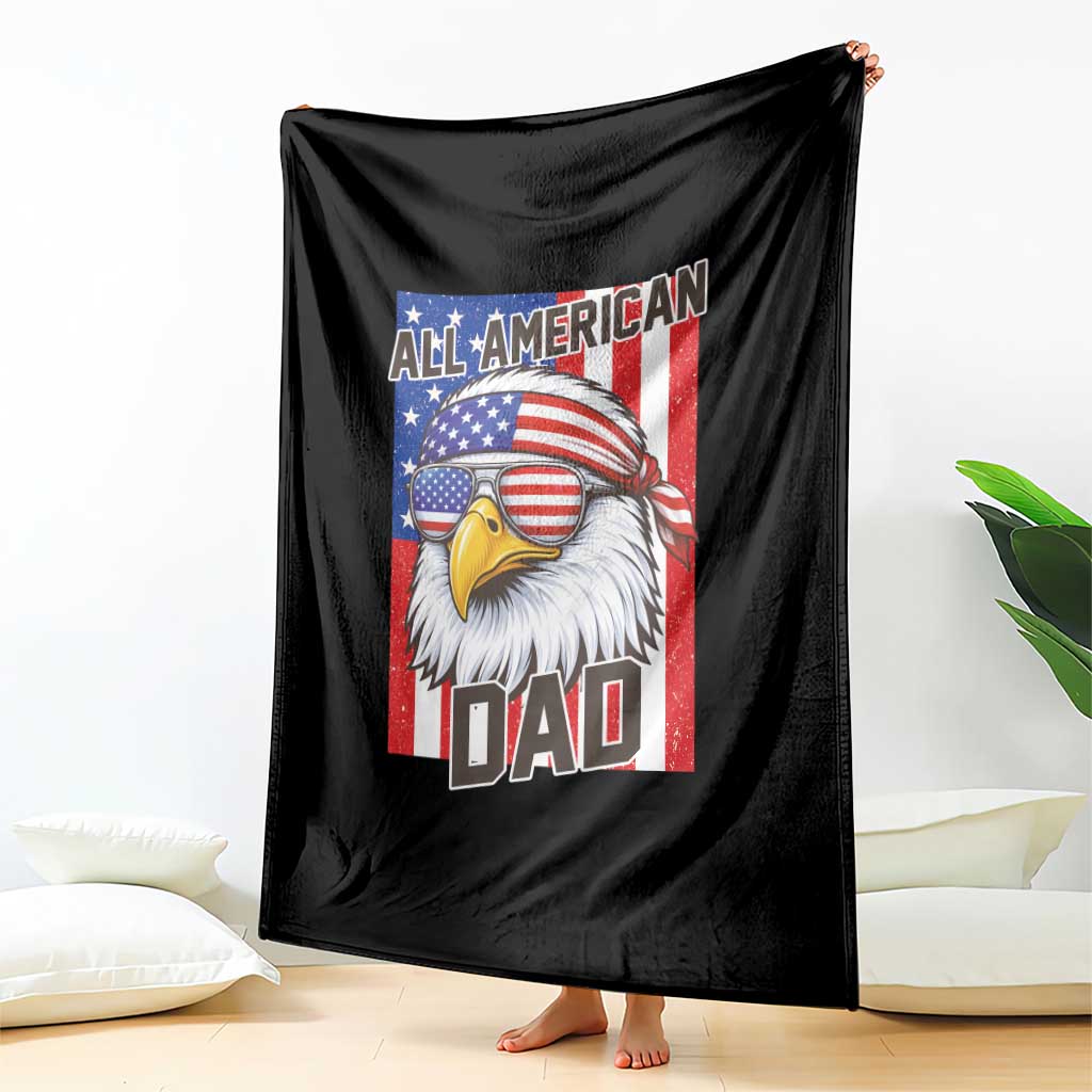 All American Dad 4th of July Throw Blanket Daddy Eagle USA