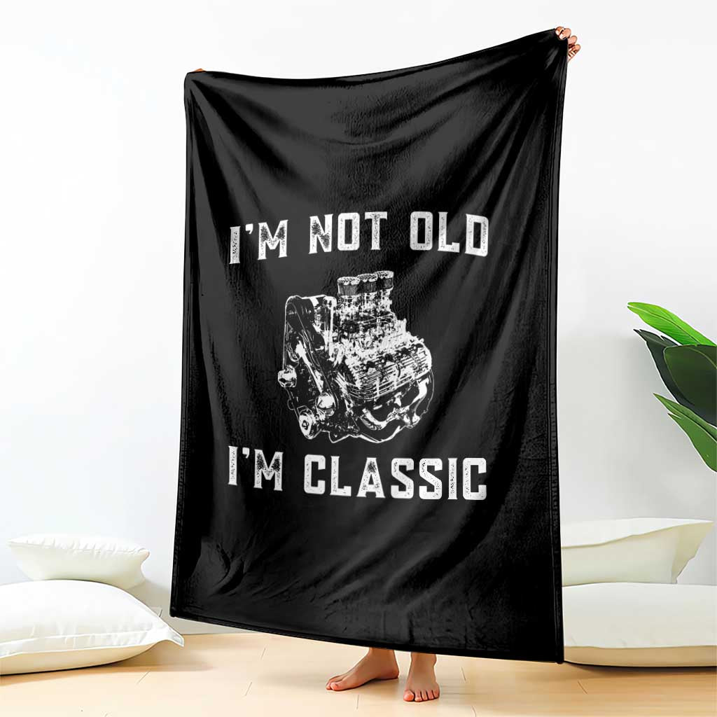 I'm Not Old I'm Classic Throw Blanket Flathead V8 Engine Silhouette