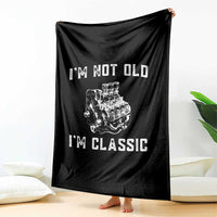 I'm Not Old I'm Classic Throw Blanket Flathead V8 Engine Silhouette