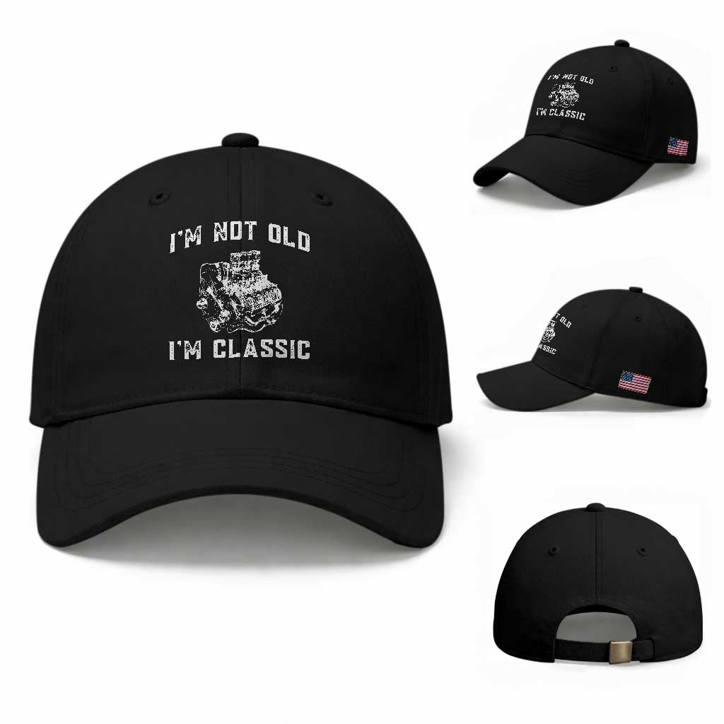 I'm Not Old I'm Classic Baseball Cap Flathead V8 Engine Silhouette