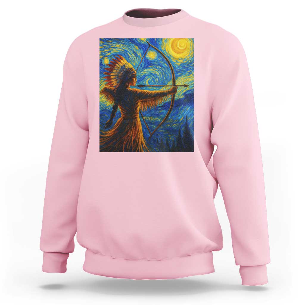 Native American Indian Women Sweatshirt Starry Night Indigenous Pride - Wonder Print Shop