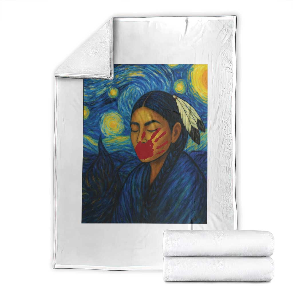 Native American MMIW Throw Blanket Starry Night Indigenous People Day - Wonder Print Shop