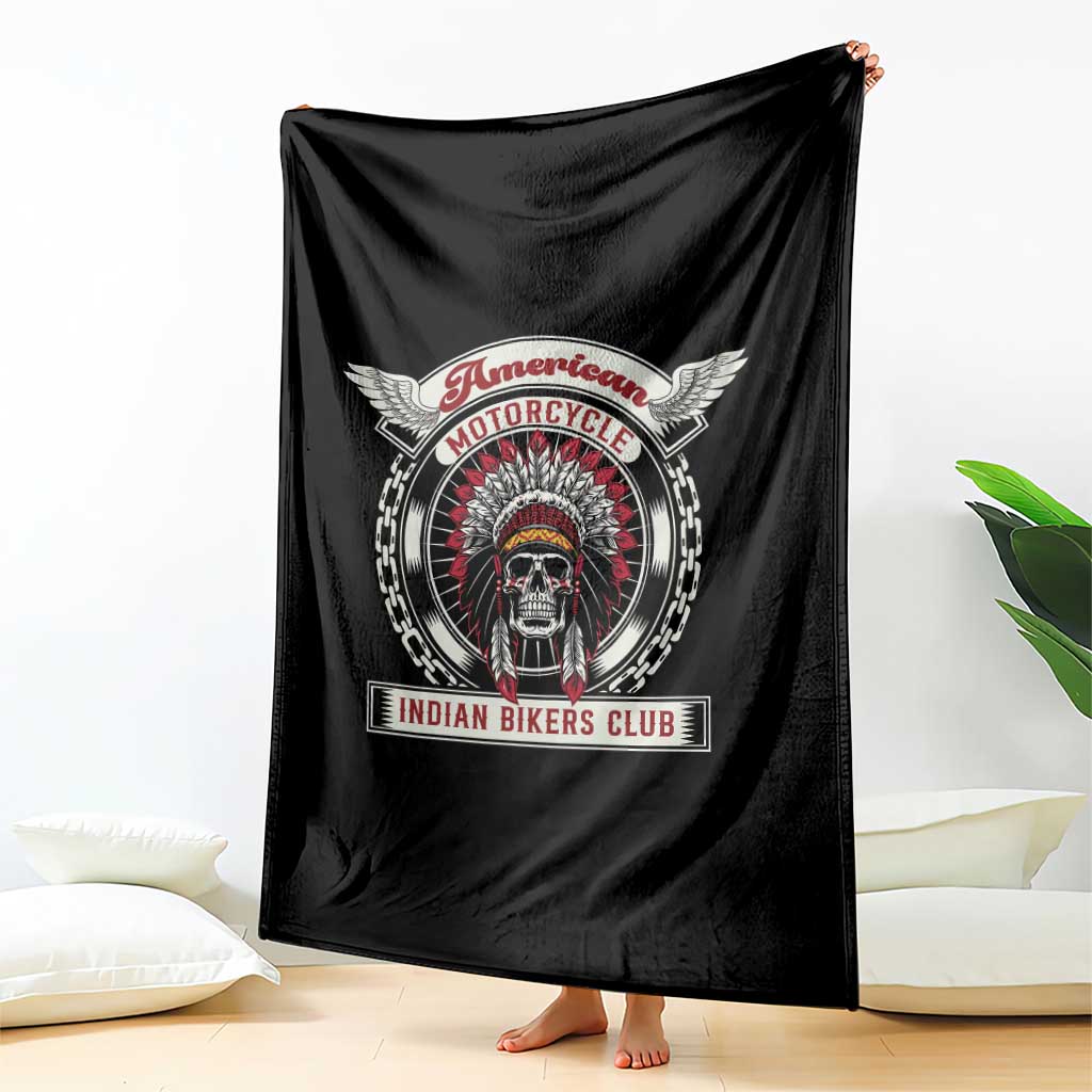 Native American Indian Chief Skull Motorcycle Headdress Throw Blanket - Wonder Print Shop