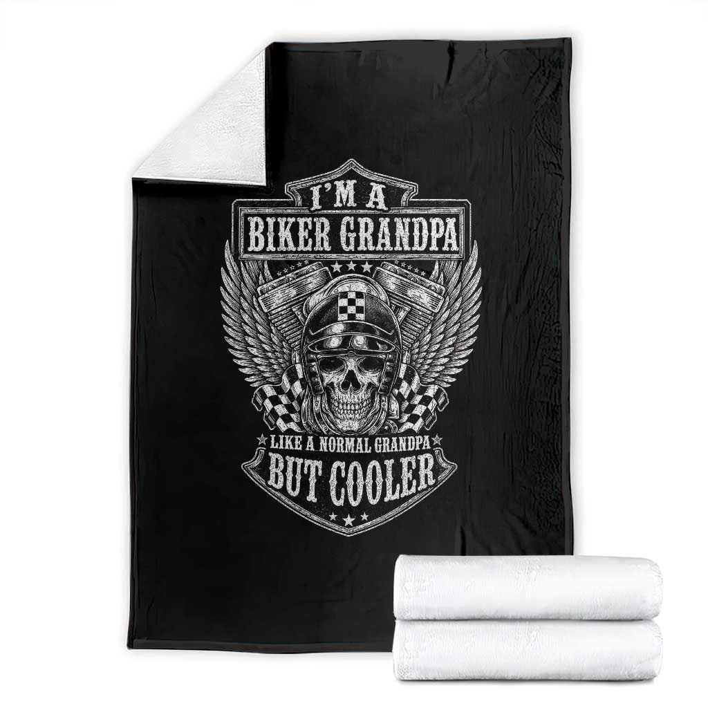 I Am a Biker Grandpa Like a Normal Grandpa But Cooler Throw Blanket Funny Biker Skull Motorcycle Lovers