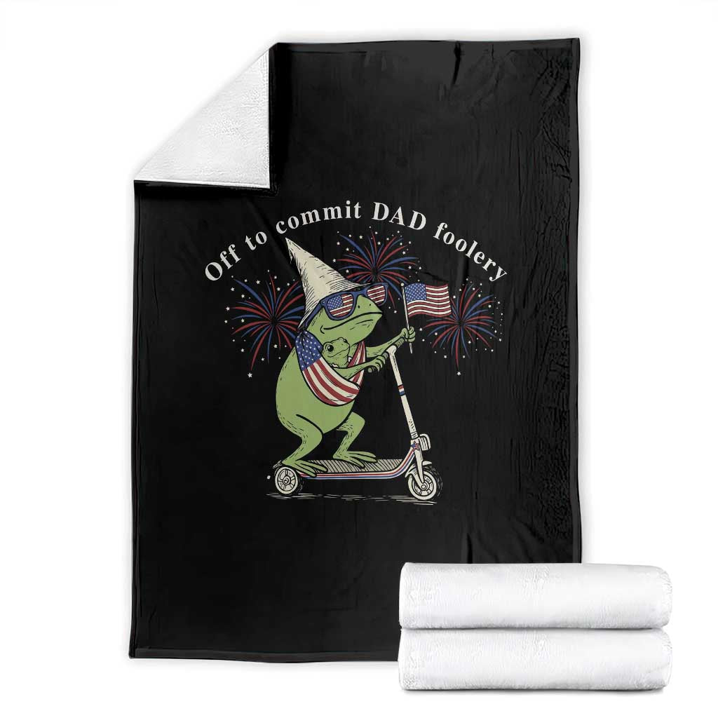 New Dad Frog 4th of July Throw Blanket Off to Commit Dad Foolery