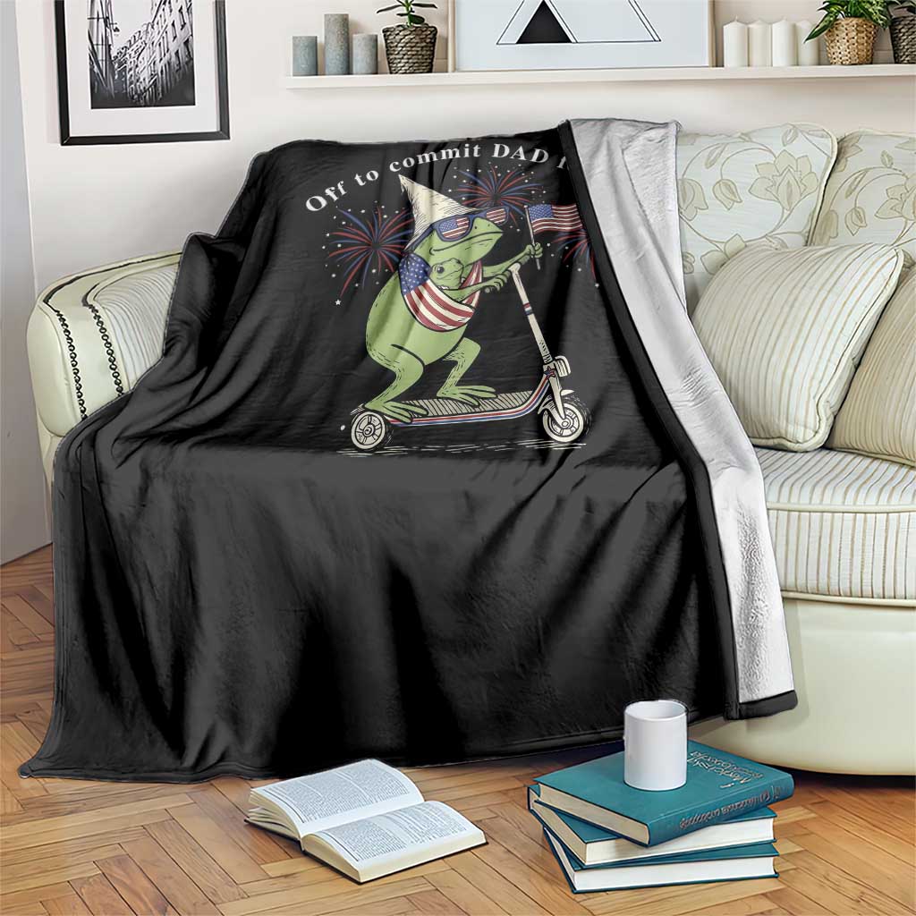 New Dad Frog 4th of July Throw Blanket Off to Commit Dad Foolery