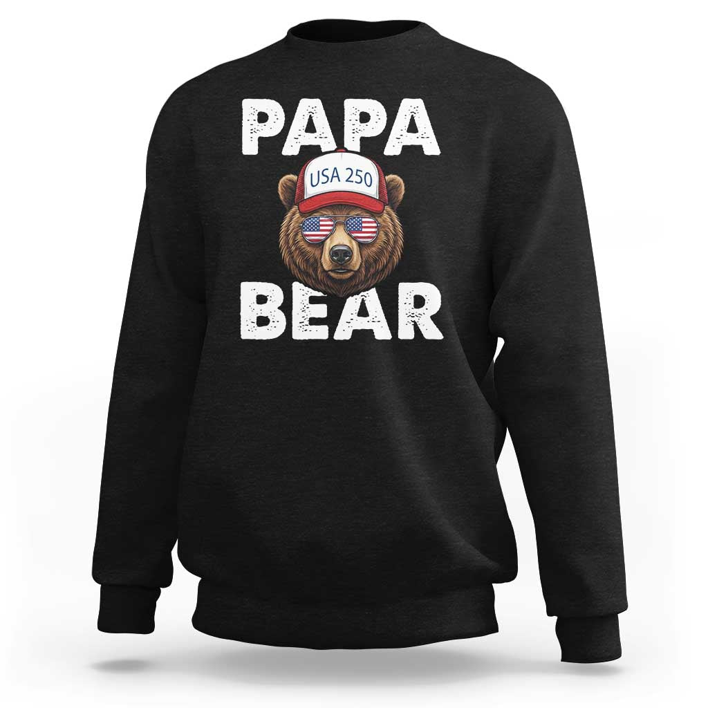 Papa Bear Father's Day Sweatshirt America 250th Anniversary USA Flag July 4th