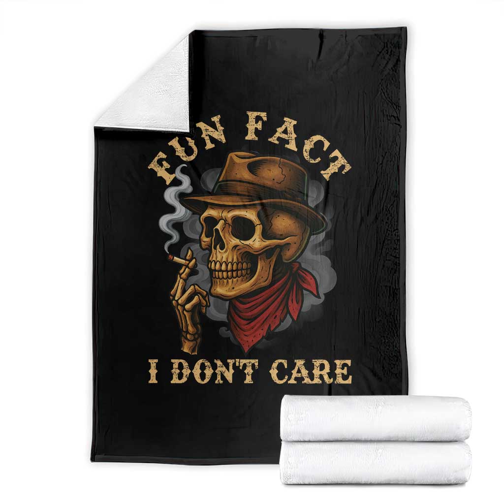 Funny Skull Sarcastic Throw Blanket Fun Fact I Don Not Care - Wonder Print Shop