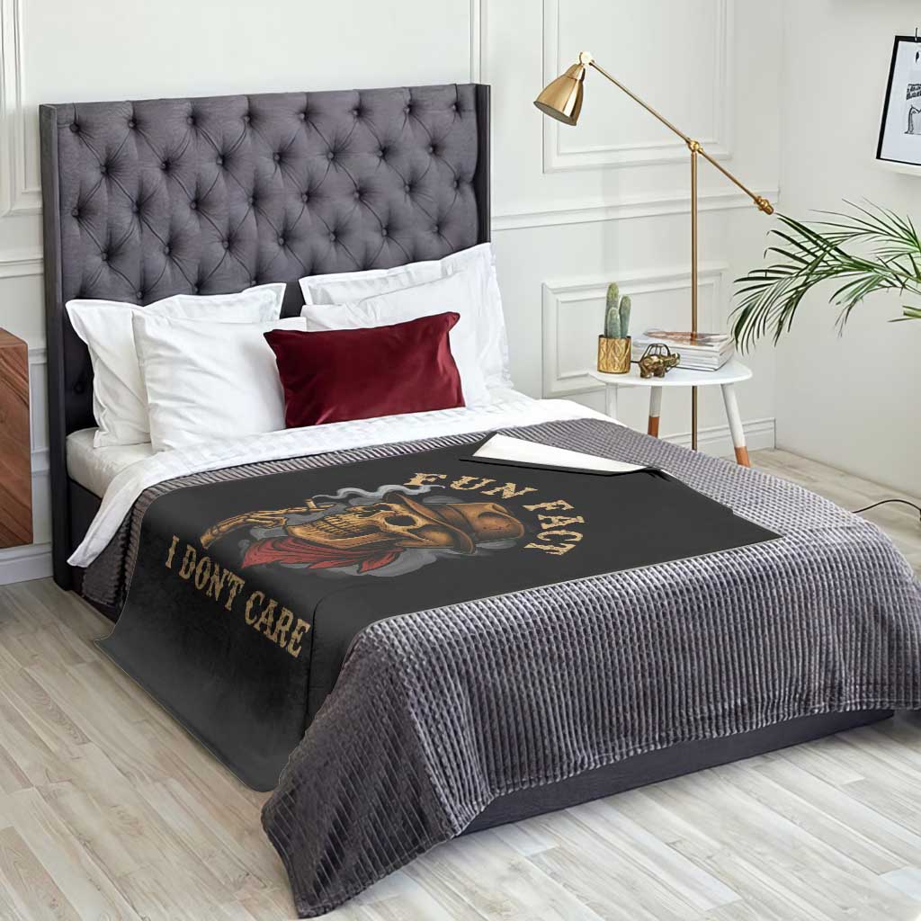 Funny Skull Sarcastic Throw Blanket Fun Fact I Don Not Care - Wonder Print Shop
