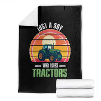 Funny Farmer Throw Blanket Just A Boy Who Loves Tractors - Wonder Print Shop