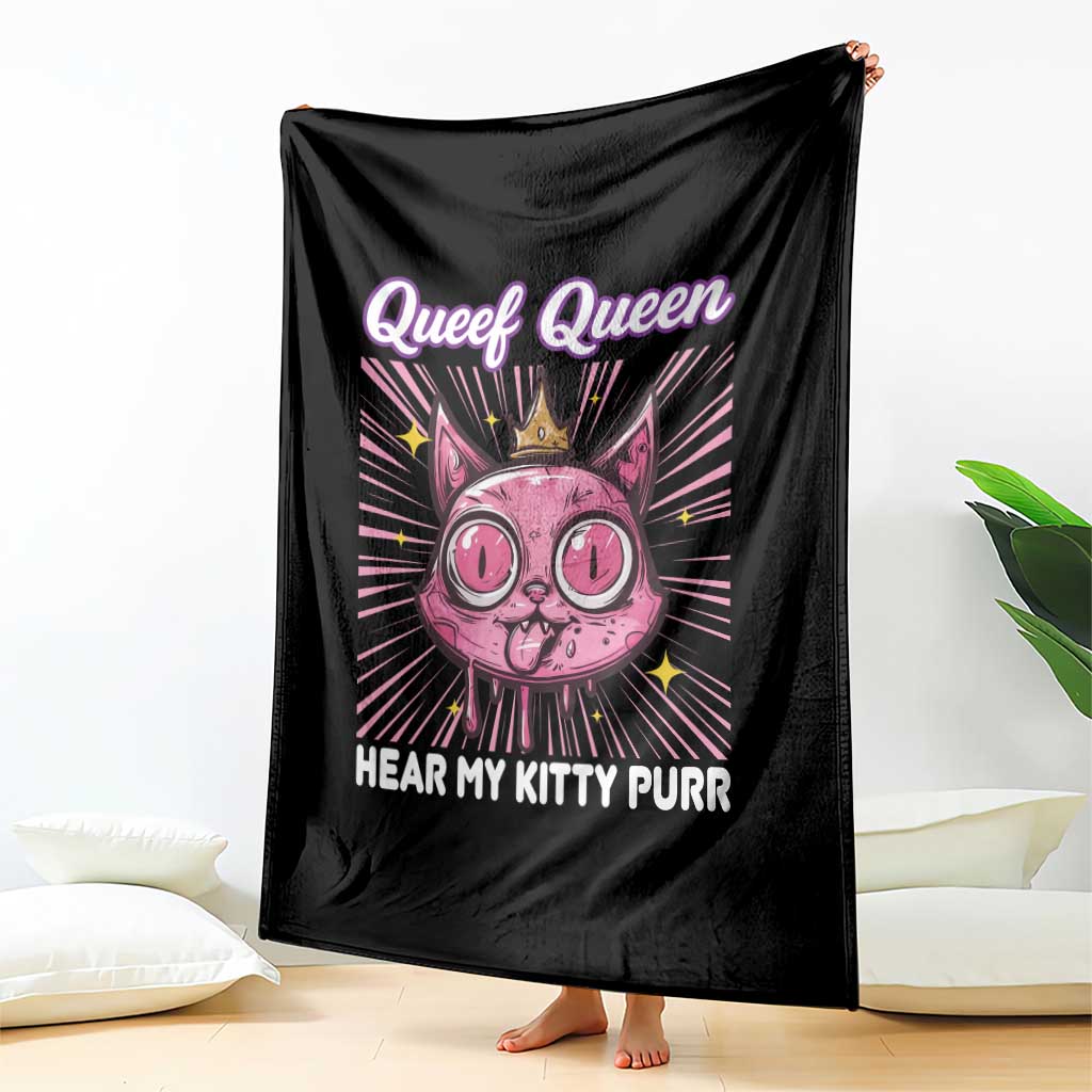 Queef Queen Cat Meme Throw Blanket Funny Inappropriate Adult Humor - Wonder Print Shop