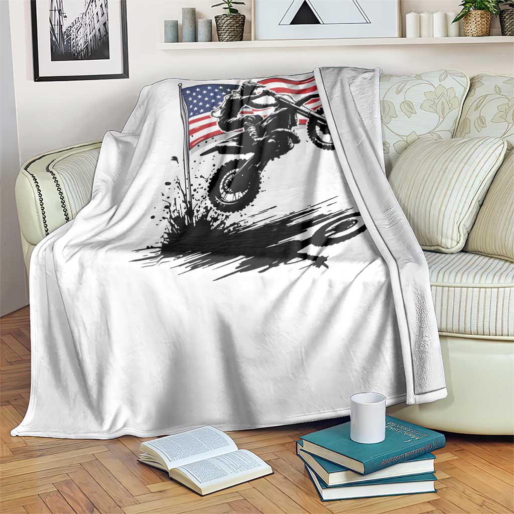 Dirt Bike American Flag Motocross Throw Blanket - Wonder Print Shop