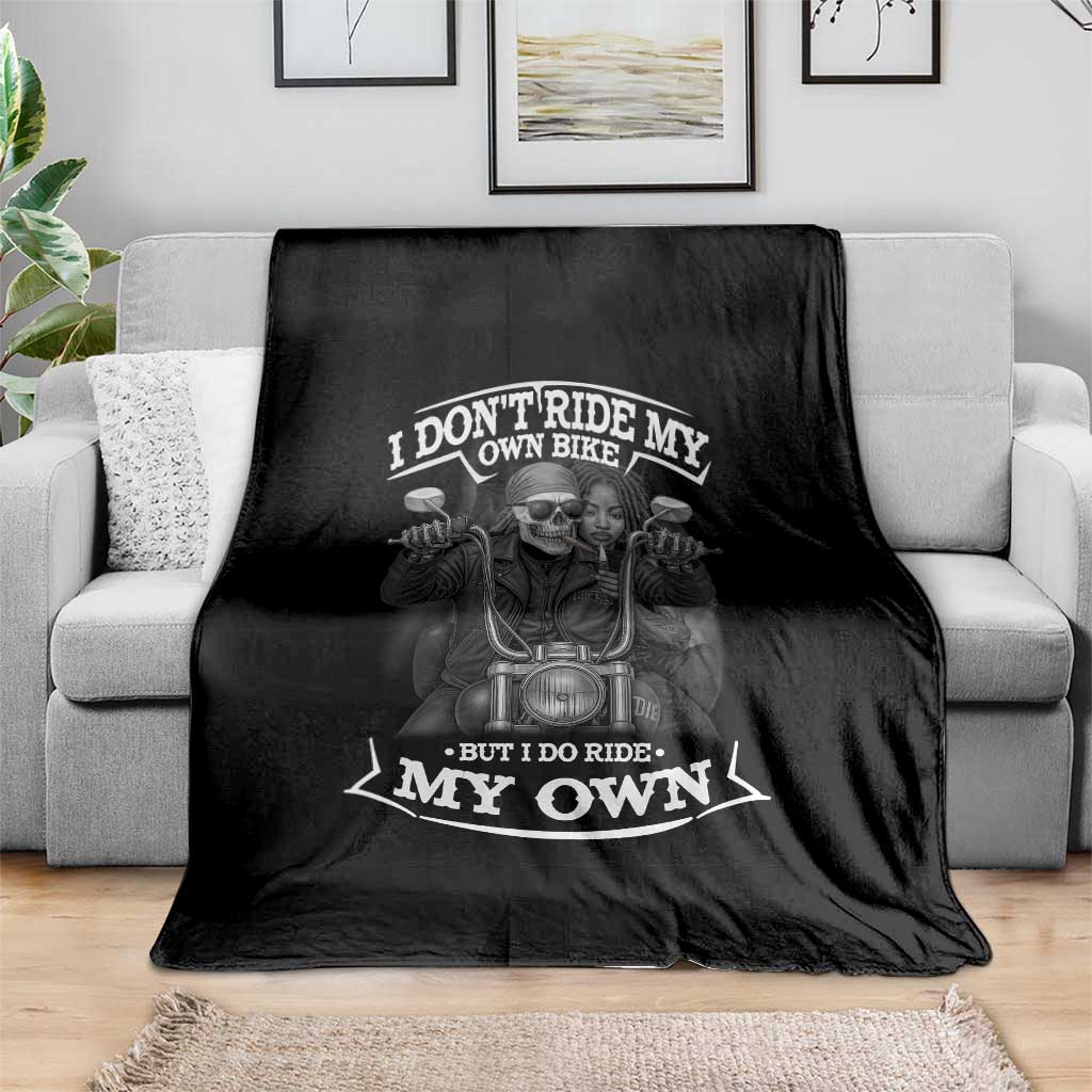 African American Motorcycle Throw Blanket Skeleton Biker - Wonder Print Shop