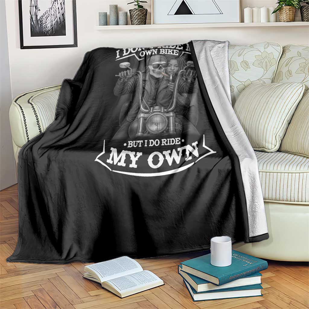 African American Motorcycle Throw Blanket Skeleton Biker - Wonder Print Shop