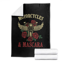 Motorcycle Women Biker Throw Blanket Motorcycles And Mascara Roses - Wonder Print Shop