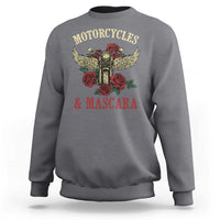 Motorcycle Women Biker Sweatshirt Motorcycles And Mascara Roses - Wonder Print Shop