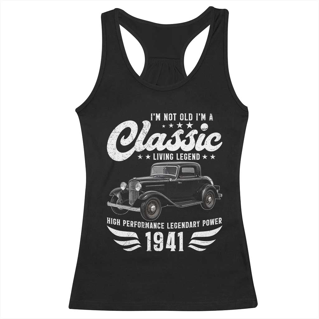 85th Birthday Classic Car For Legends Born In 1941 Racerback Tank Top Vintage Classic Hot Rod Coupe