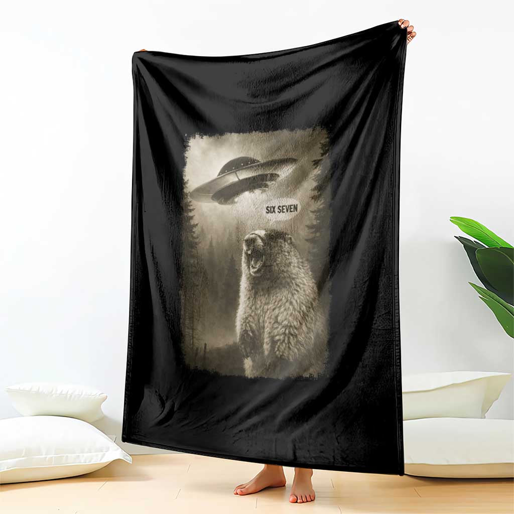 Funny Six Seven Throw Blanket Screaming Groundhog UFO Meme