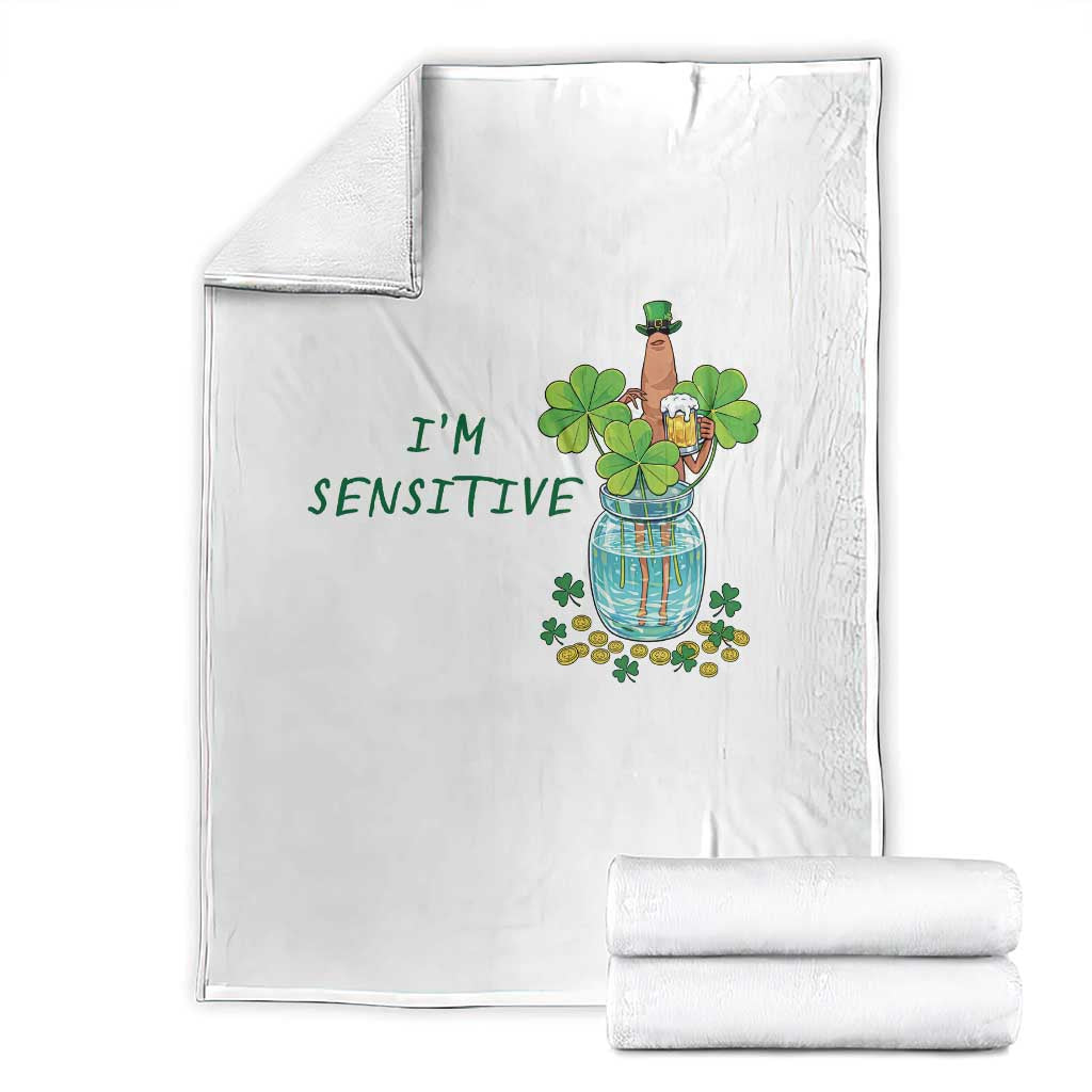 Marcus The Worm St Patricks Day Throw Blanket I'm Sensitive