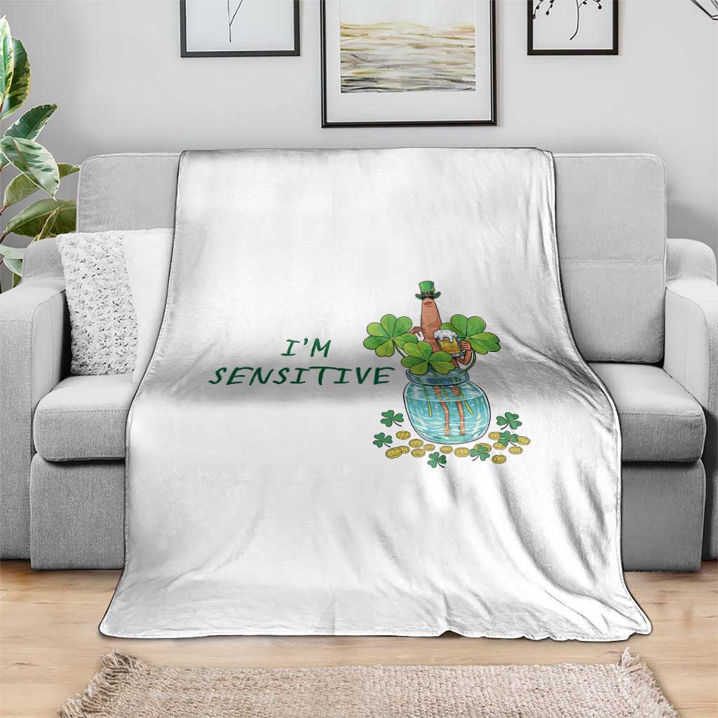 Marcus The Worm St Patricks Day Throw Blanket I'm Sensitive