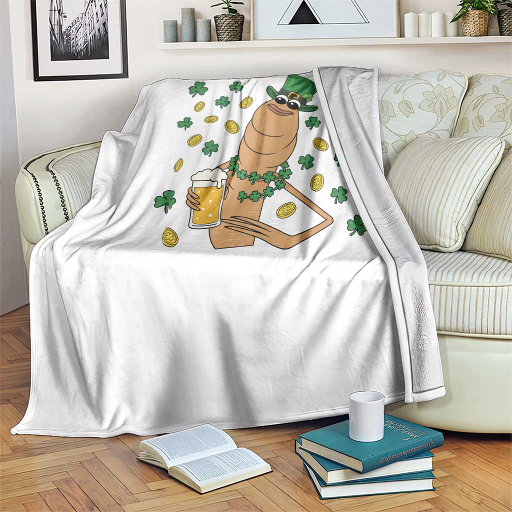 Marcus The Worm St Patricks Day Throw Blanket Funny Drinking Irish Beer Ireland