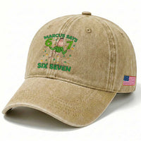 Marcus The Worm St Patricks Day Washed Cotton Baseball Cap Funny 67 Six Seven Hands Meme
