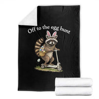 Off To The Egg Hunt Throw Blanket Funny Easter Raccoon