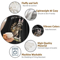 Off To The Egg Hunt Throw Blanket Funny Easter Raccoon