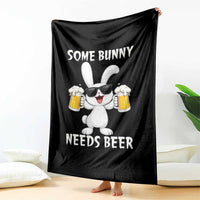Funny Easter Bunny Drinking Beer Throw Blanket Some Bunny Needs Beer