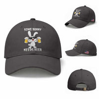 Funny Easter Bunny Drinking Beer Baseball Cap Some Bunny Needs Beer