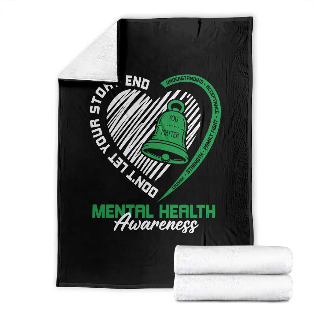 Mental Health Awarenes Throw Blanket Green Ribbon Inspirational Psychologist Therapist