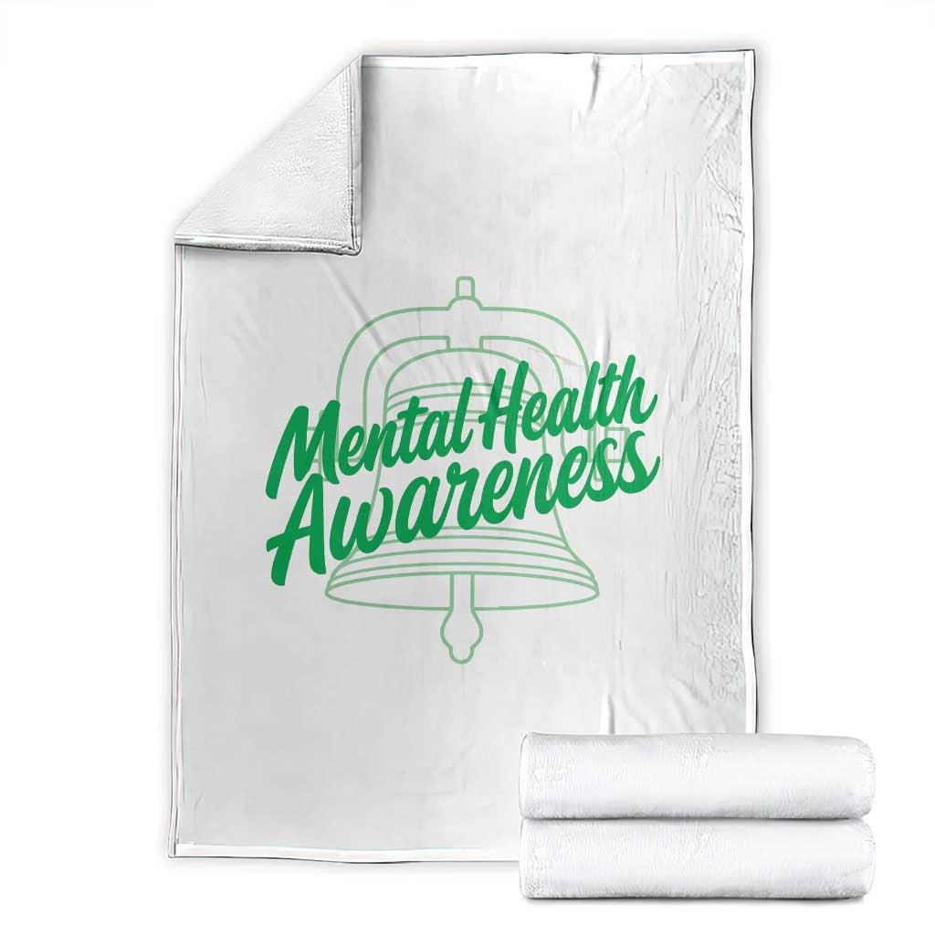 Mental Health Matters Awareness Throw Blanket Support Squad Green Ribbon