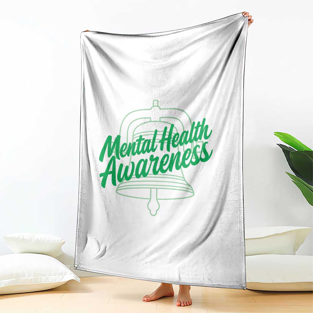 Mental Health Matters Awareness Throw Blanket Support Squad Green Ribbon
